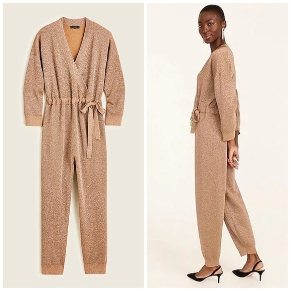 NWT J. Crew Lurex Wrap Sweater Jumpsuit Sz M - Picture 1 of 10